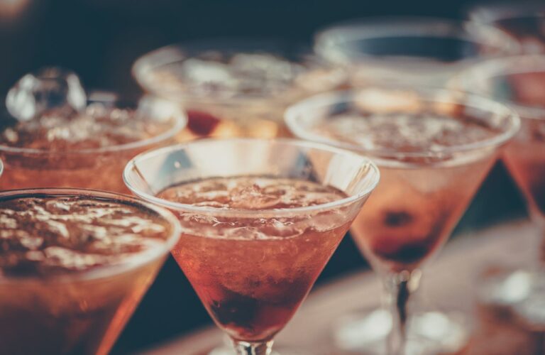 Chilled cocktails in martini glasses, perfect for a festive occasion or night out.